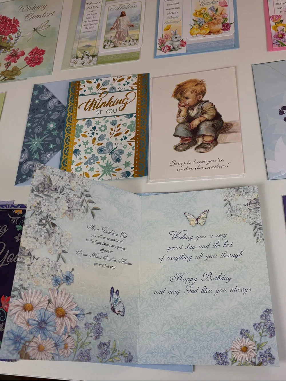 12 Mixed Assortment of Vintage Greeting Cards - Floral & Occasion Designs